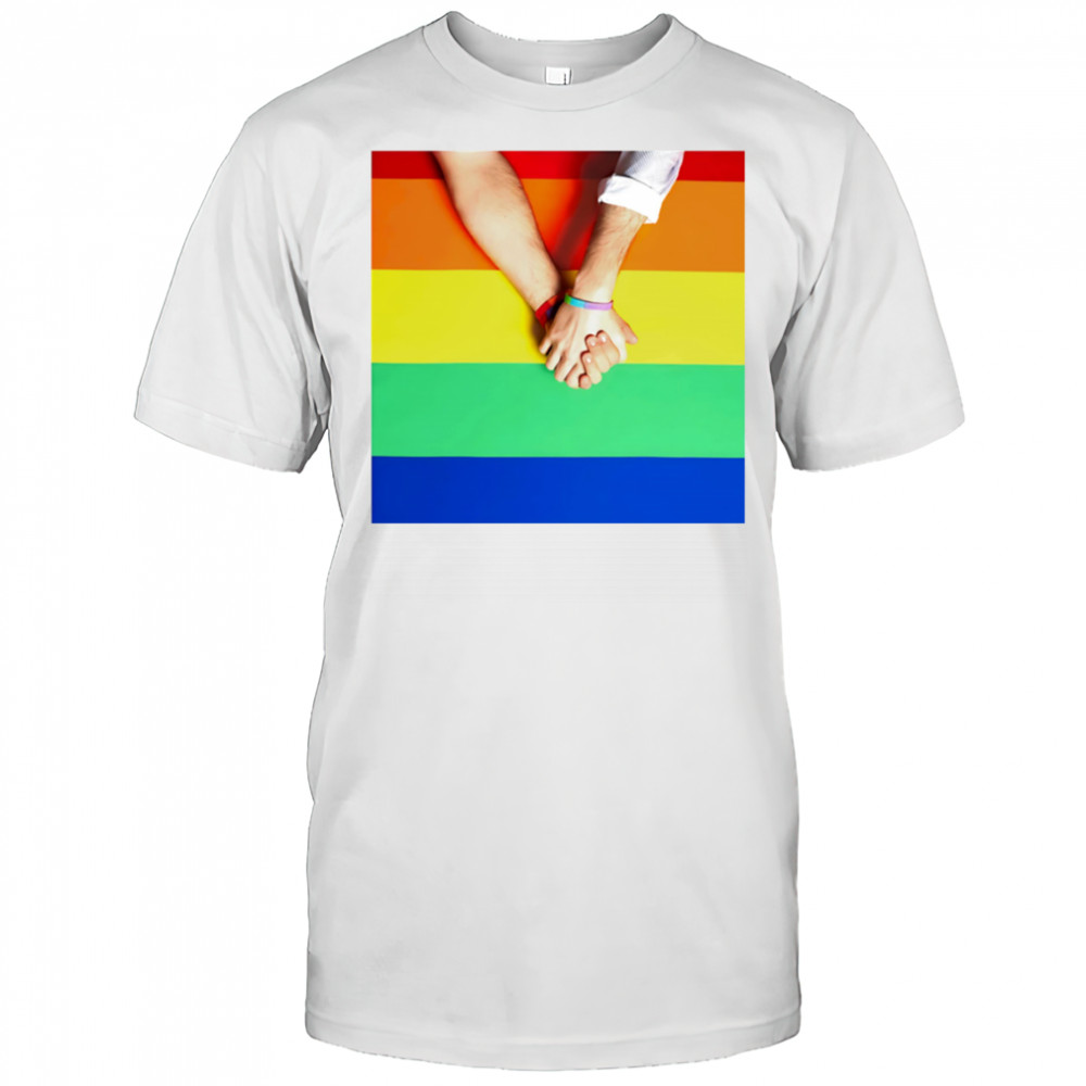 Holding onto pride shirt