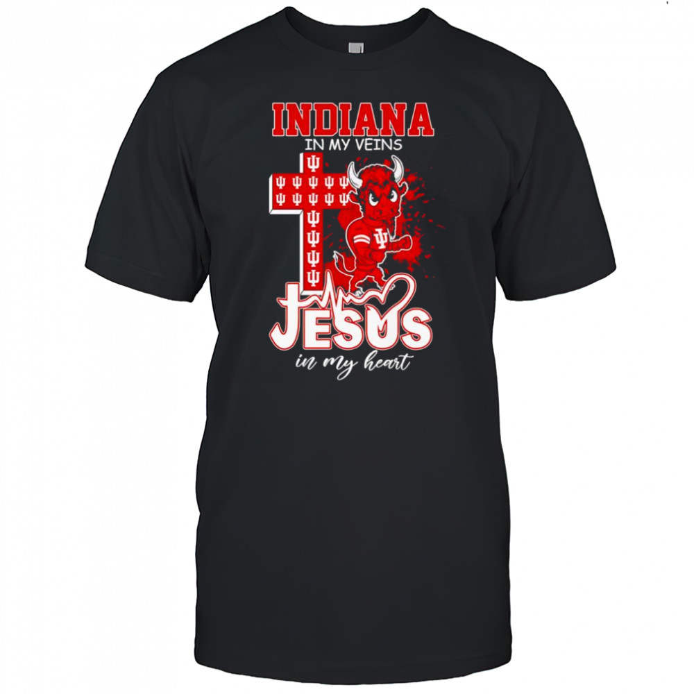 Indiana in my veins Jesus in my heart mascot shirt