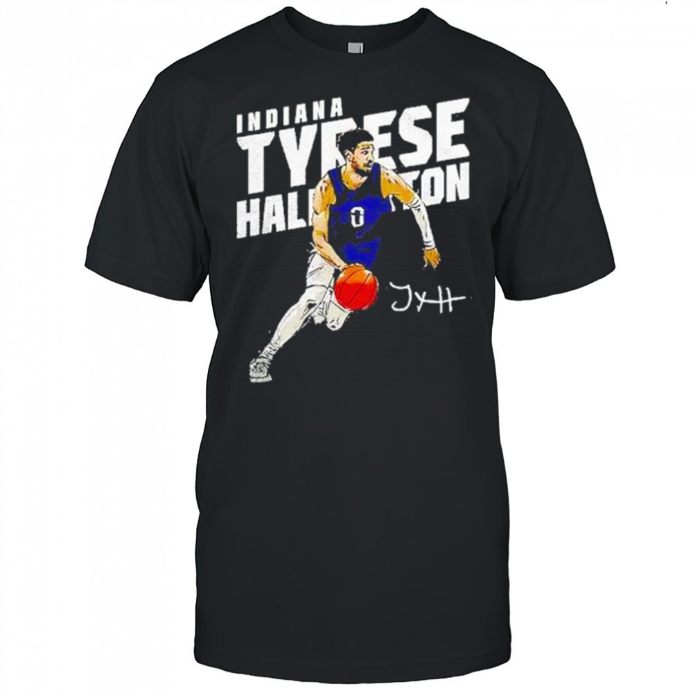 Indiana Pacers Tyrese Haliburton Basketball Player Slant Graphic Shirt