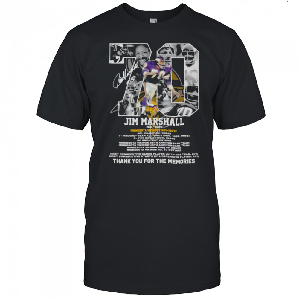 Jim Marshall Minnesota Vikings 1937 2025 Thank You For The Memories T shirts