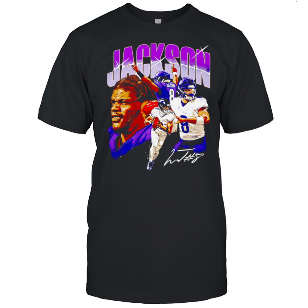 Lamar Jackson number 8 Baltimore Collage signature shirt