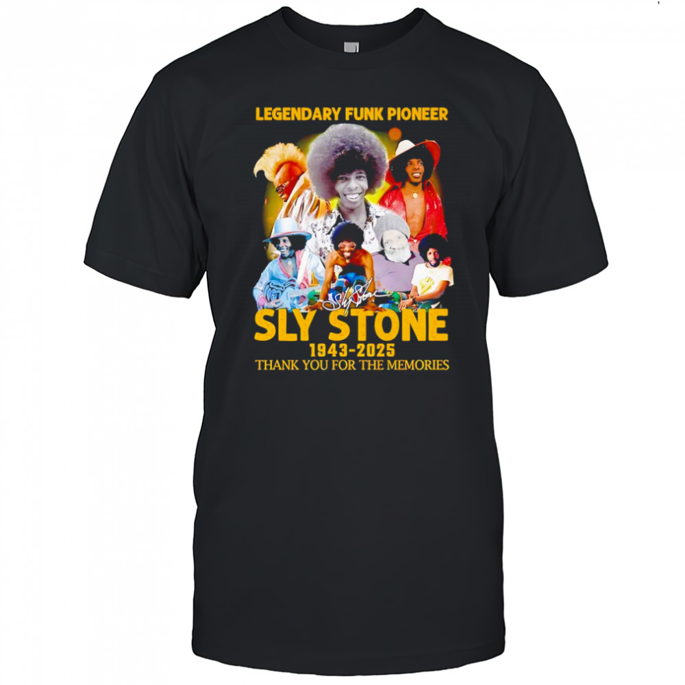 Legendary Funk Pioneer Sly Stone 1943 2025 thank you for the memories shirt