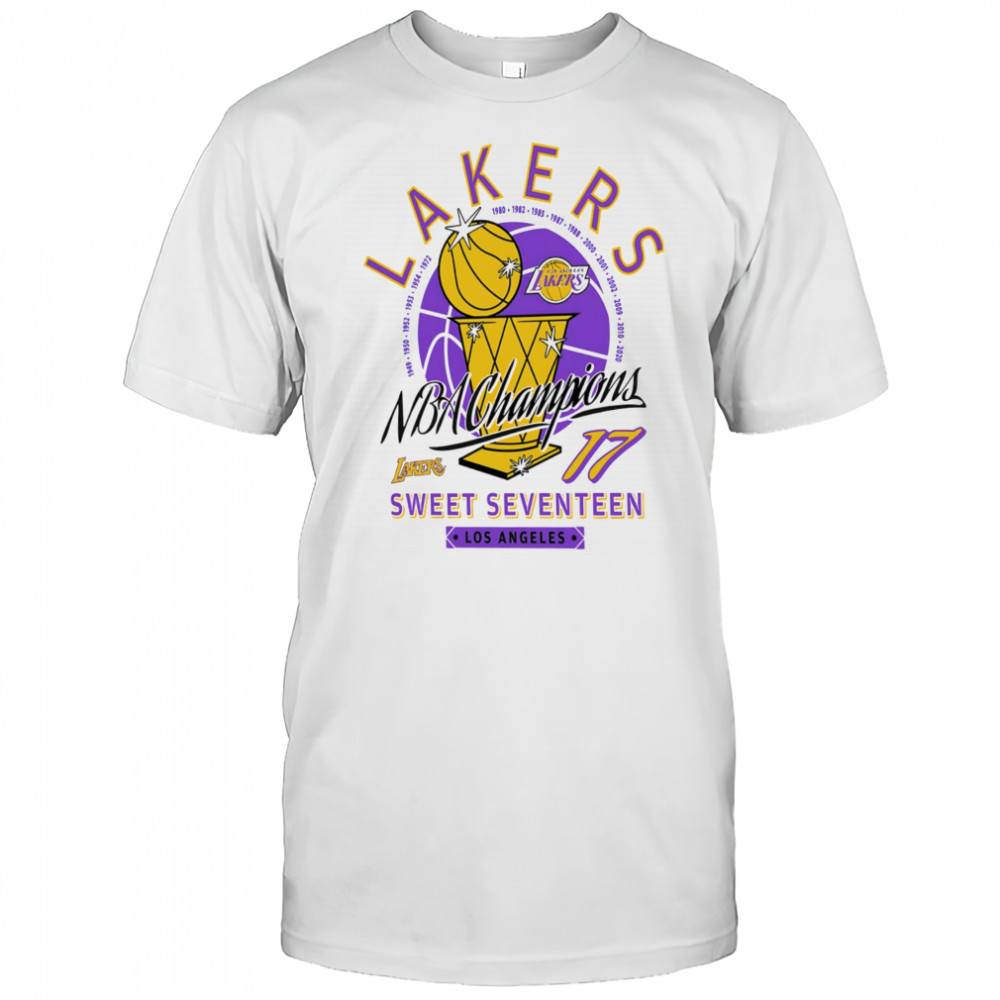 Los Angeles Lakers NBA Champions Sweet Seventeen golden trophy shirt