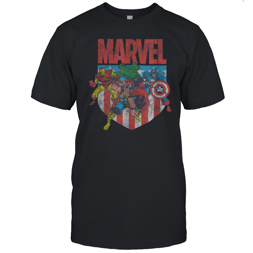 Marvel Comics Retro Classic 4th Of July Avengers Distressed T Shirt
