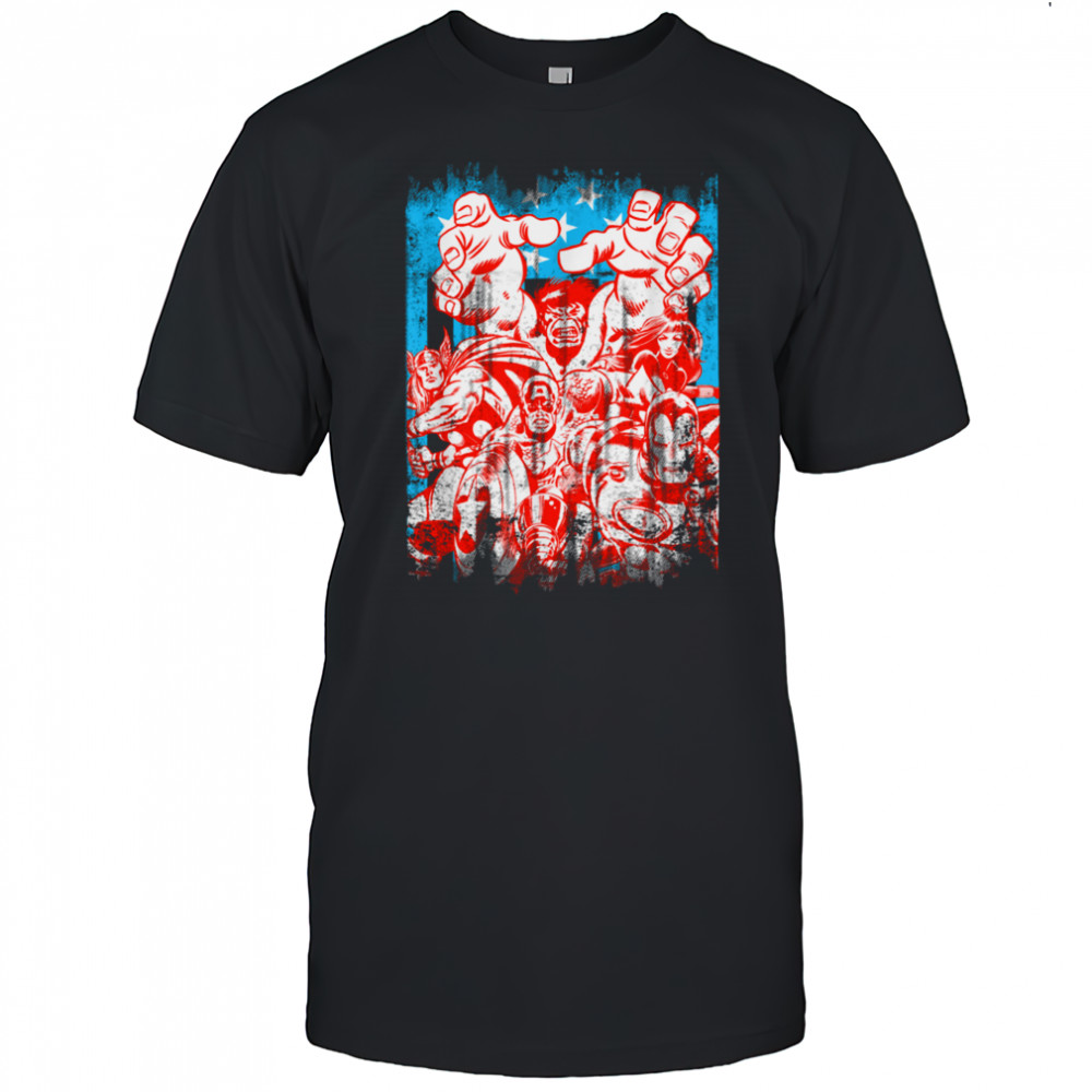 Marvel Comics Retro Classic 4th Of July Distressed Poster T Shirt