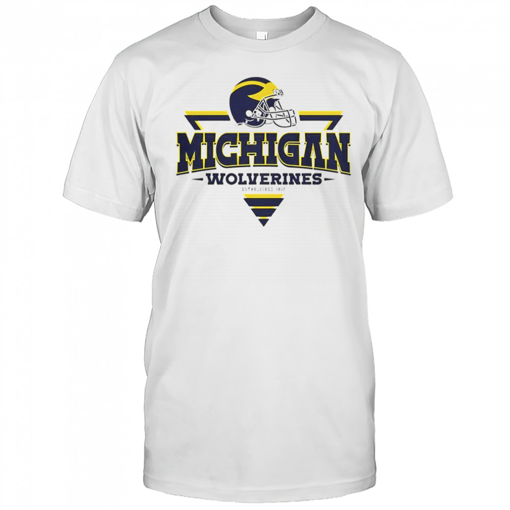 Michigan Wolverines Football Triangle Helmet T-Shirt