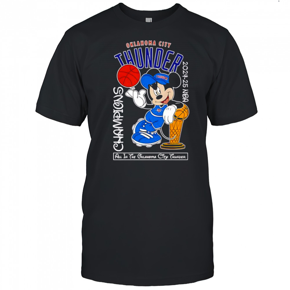 Mickey Mouse Oklahoma City Thunder 2024-25 NBA Champions T-Shirt