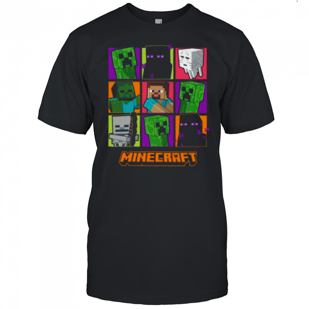 Minecraft Creeper Enderman Characters Grid Shirt