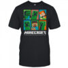Minecraft Creeper Zombie Alex Steve Character Grid Shirt