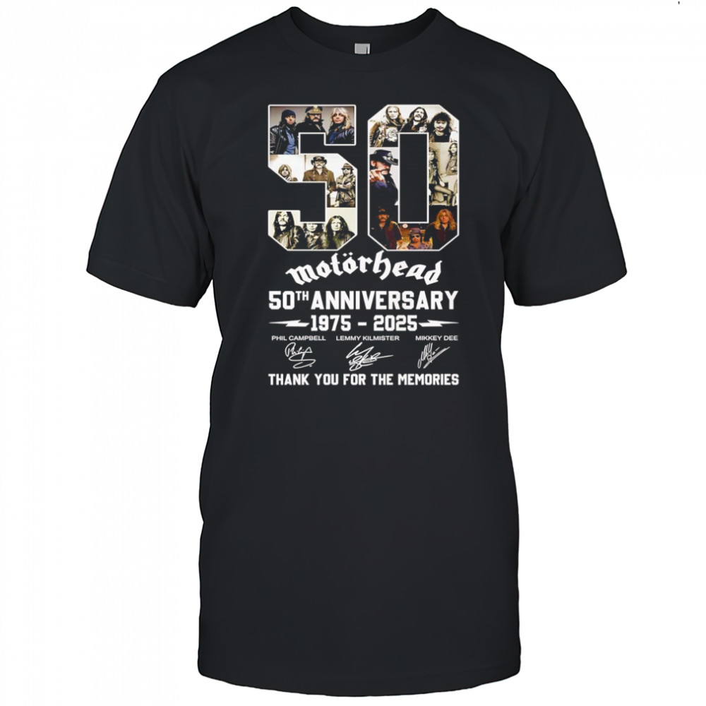 Motorhead 50th anniversary 1975 2025 thank you for the memories signature shirt