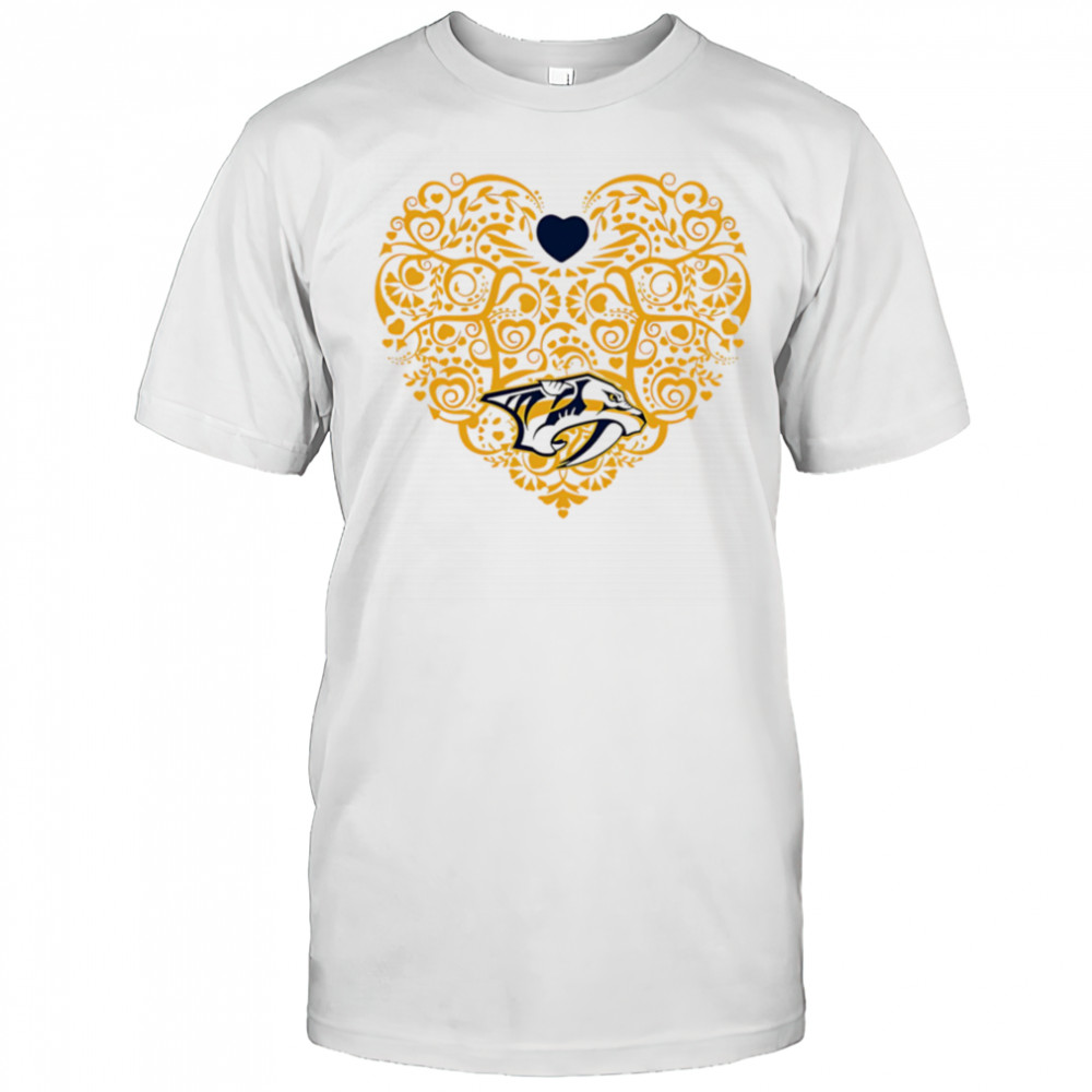 Nashville Predators Floral Pattern Heart logo shirt