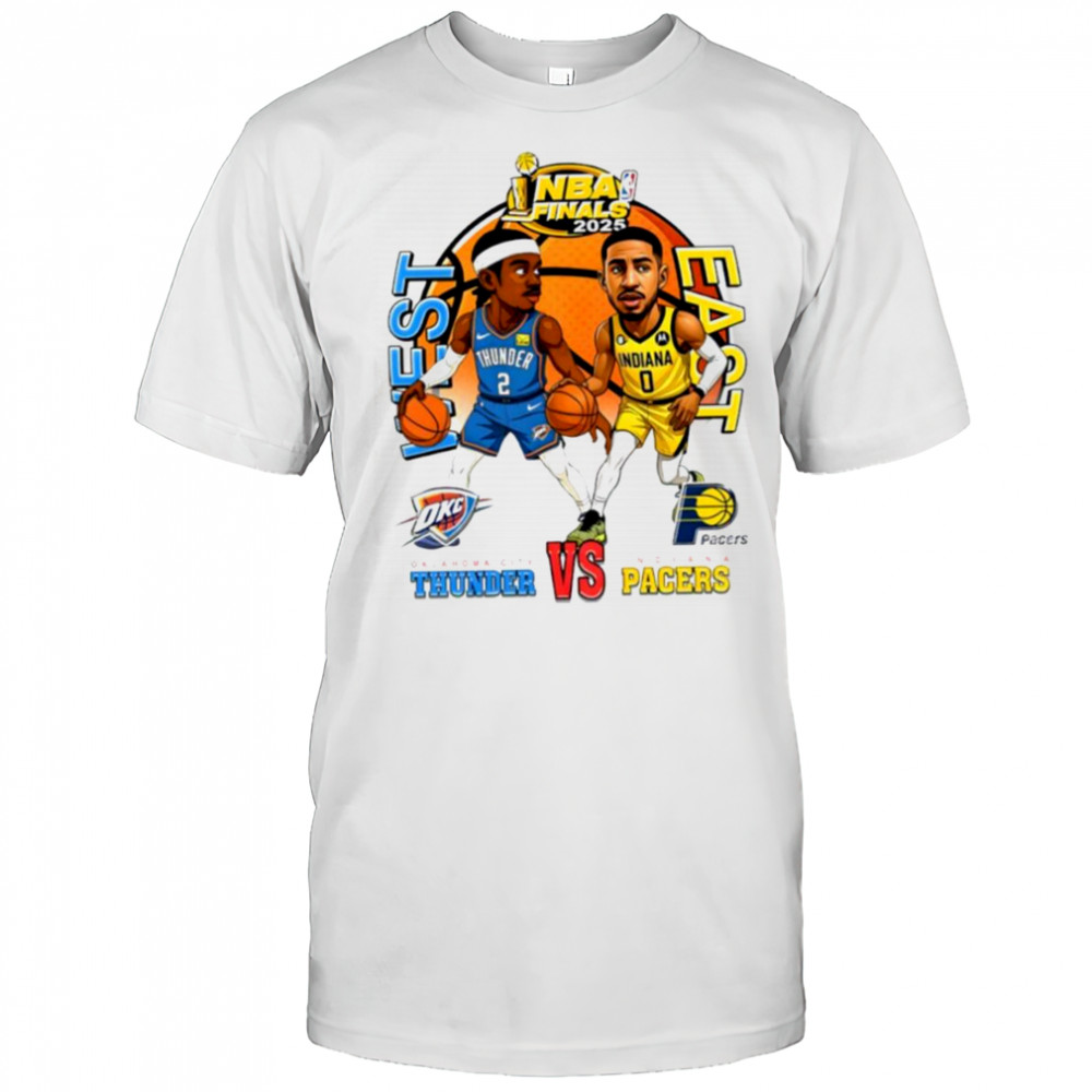 NBA Finals 2025 Shai Gilgeous Alexander OKC Thunder vs Tyrese Haliburton Indiana Pacers basketball cartoon shirt