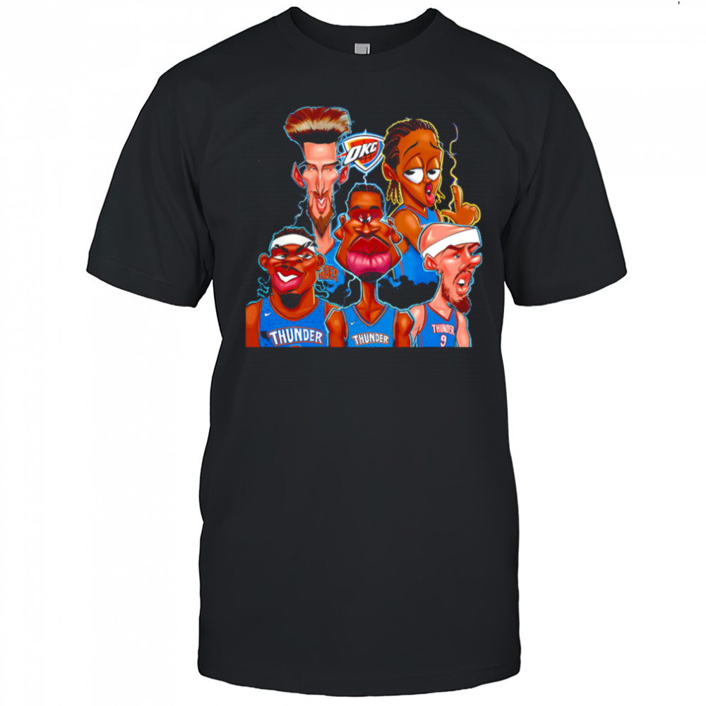 Nba Finals Okc Thunder team players caricature cartoon shirt
