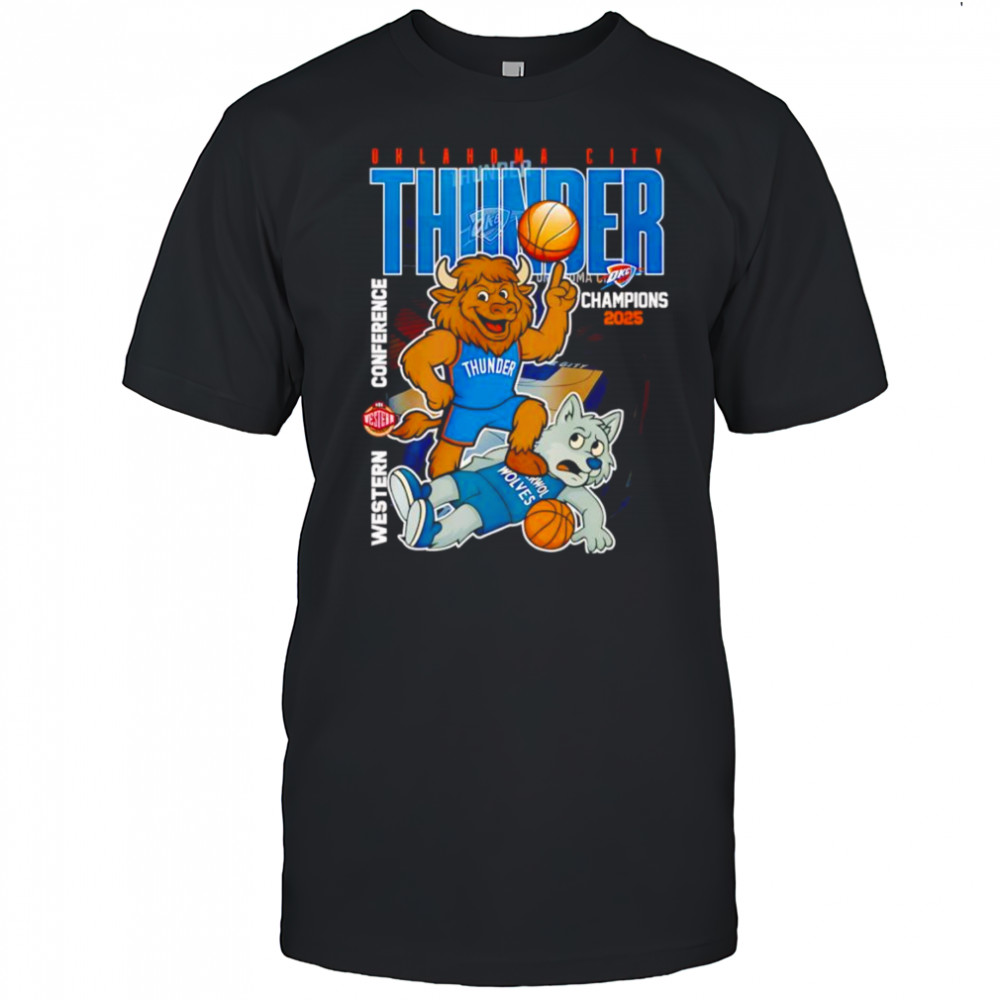 Oklahoma City Thunder Champions 2025 Western Conference mascot shirt