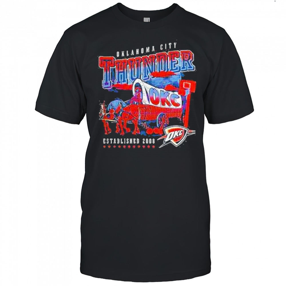 Oklahoma City Thunder Covered Wagon Western Basketball Style Shirt