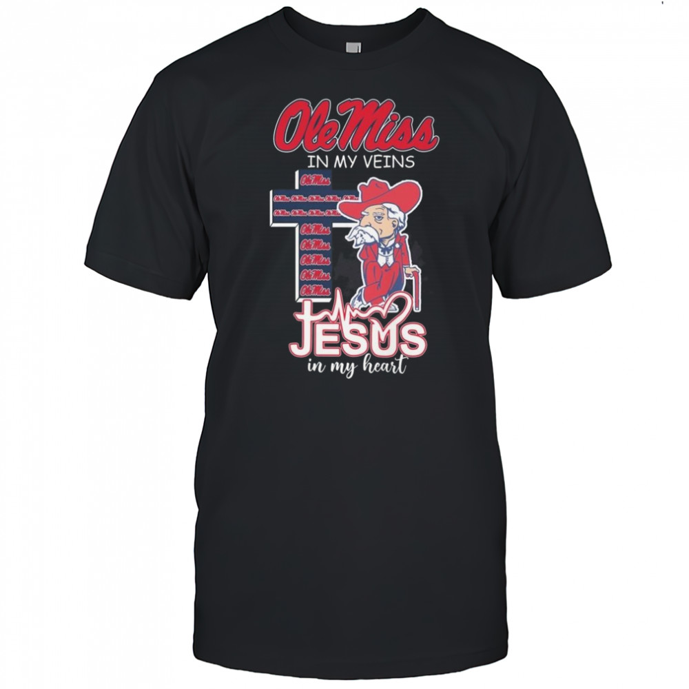 Ole Miss Rebels In My Veins Jesus In My Heart Mascot 2025 Shirt