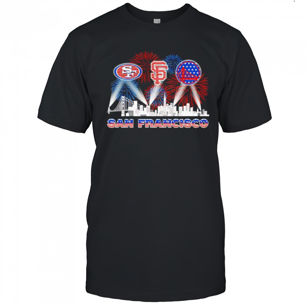 Patriotic skyline San Francisco sports shirt