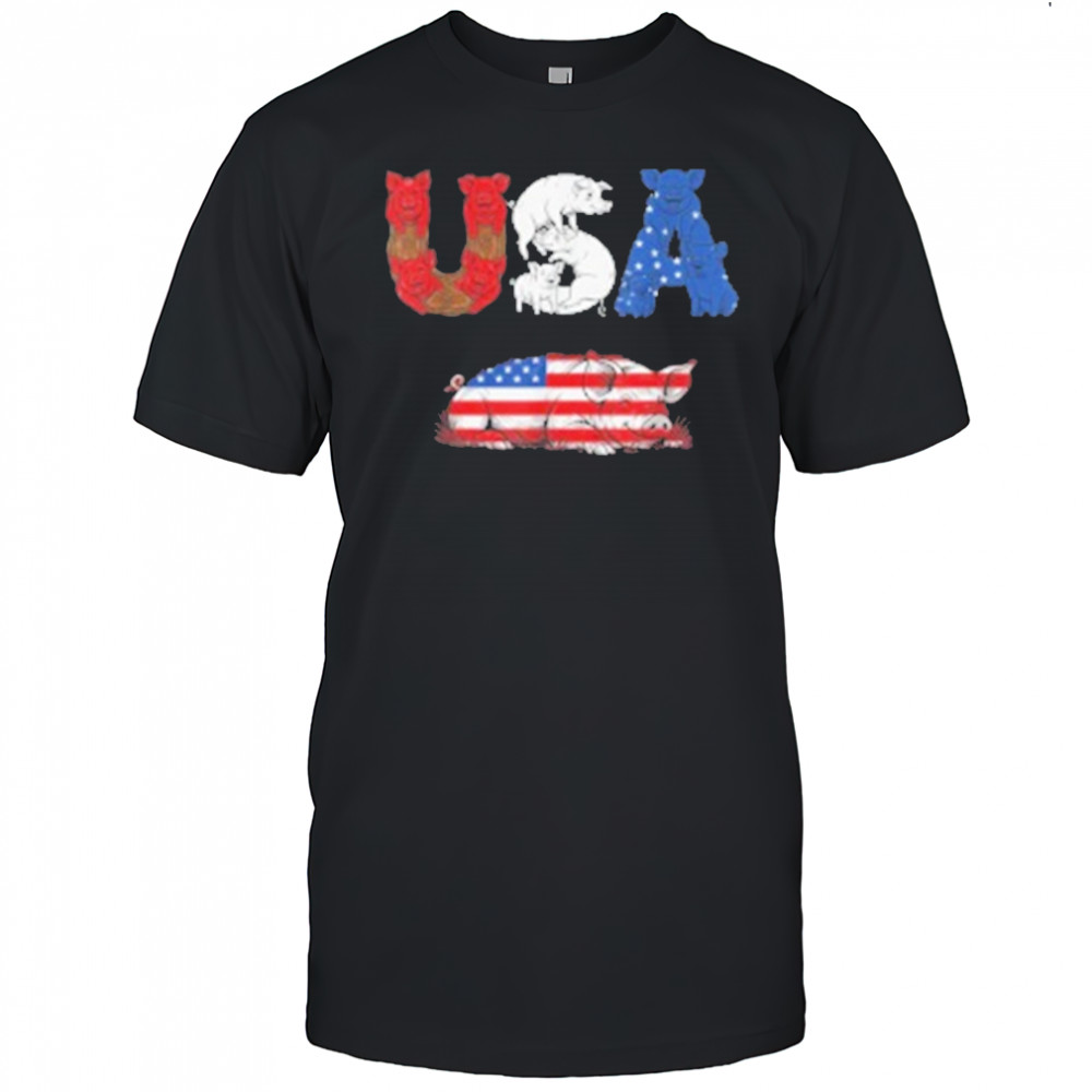Pig American USA Flag 4th of July T-Shirt
