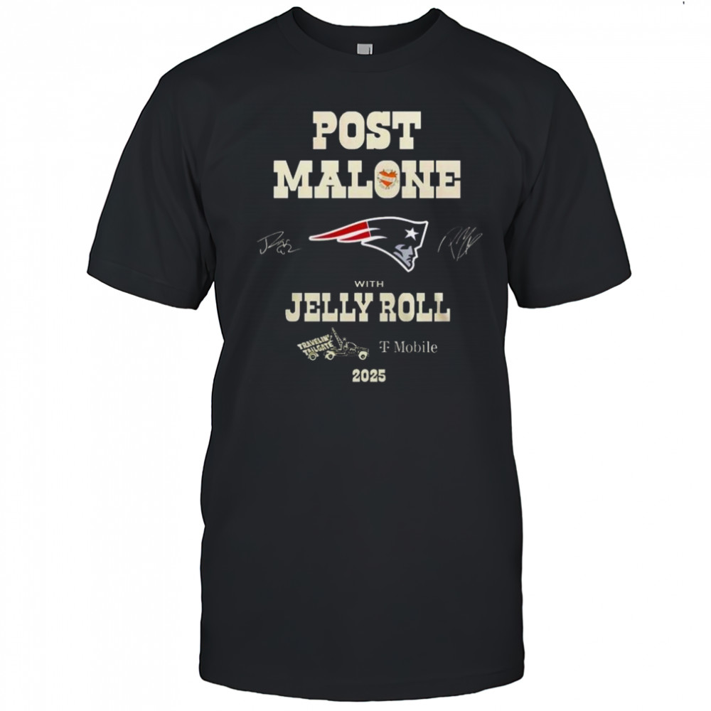 Post Malone With Jelly Roll Big Ass Stadium Tour 2025 New England Patriots Shirt
