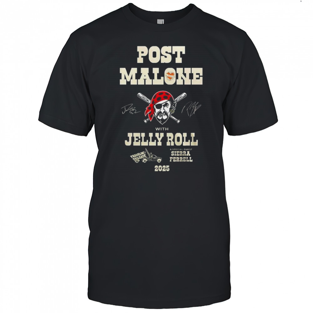 Post Malone With Jelly Roll Big Ass Stadium Tour 2025 Pittsburgh Pirates Shirt