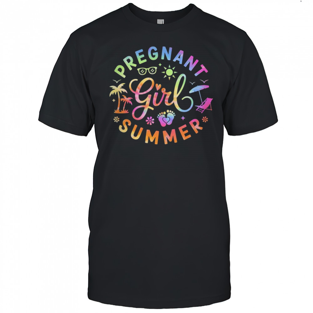 Pregnant Girl Summer Pregnancy Reveal Baby Announcement shirt