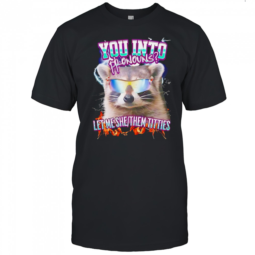 Raccoon you into pronouns let me she them titties shirt