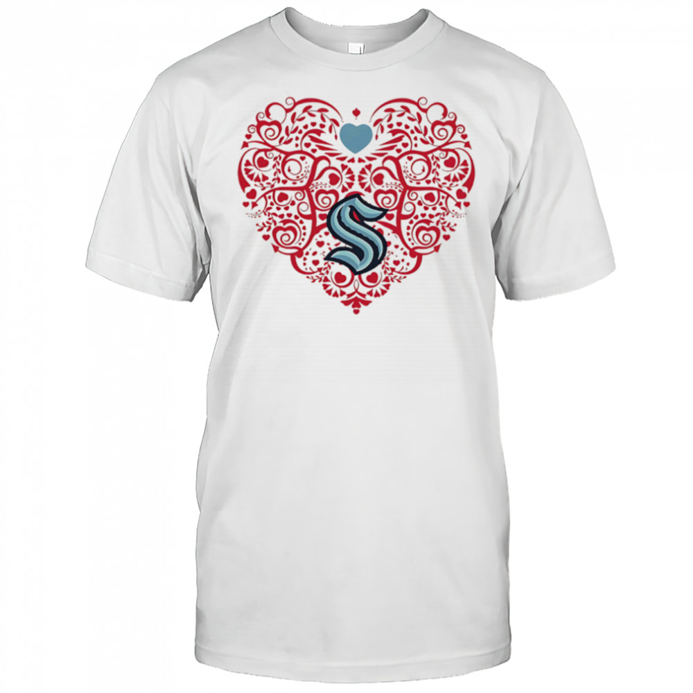 Seattle Kraken Floral Pattern Heart logo shirt