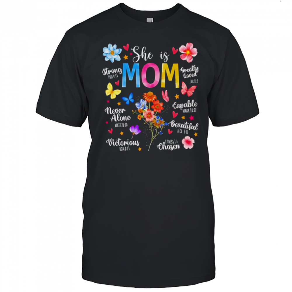 She is mom bible verses christian boho floral T shirt