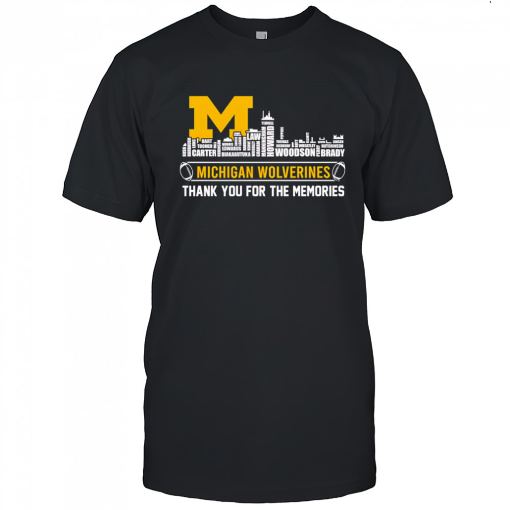 Skyline name Michigan Wolverines thank you for the memories shirt