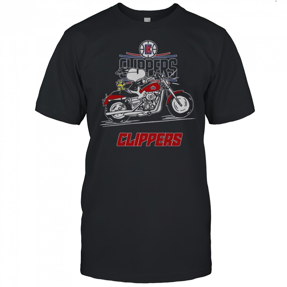 Snoopy And Woodstock Driving Motorbike LA Clippers T-Shirt