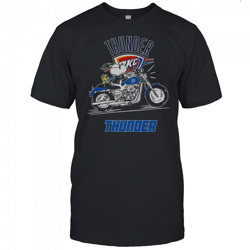 Snoopy And Woodstock Driving Motorbike Oklahoma City Thunder T-Shirt