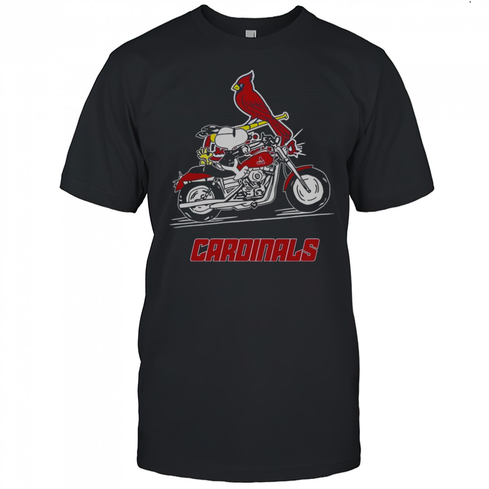 Snoopy And Woodstock Driving Motorbike St. Louis Cardinals T-Shirt