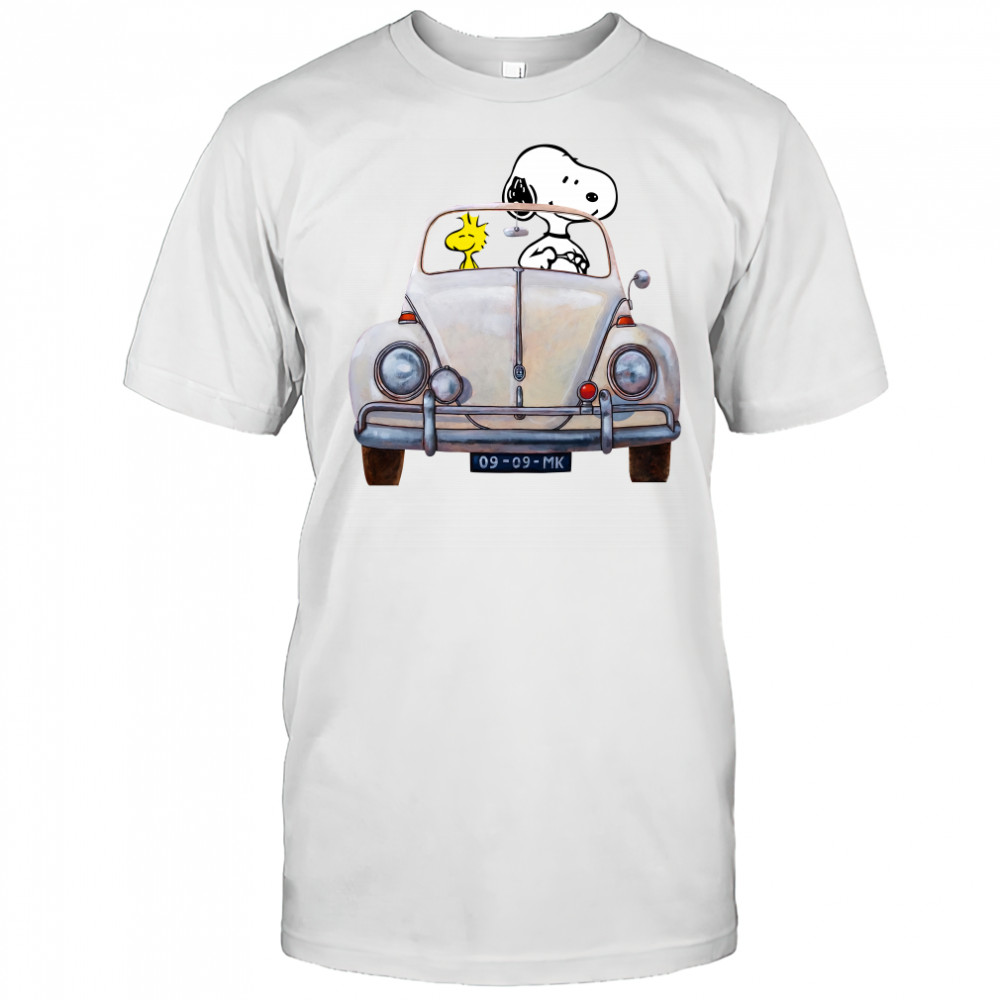 Snoopy And Woodstock Driving Volkswagen Beetle shirt