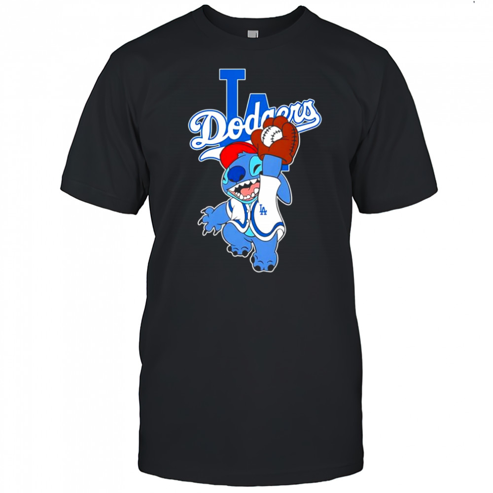 Stitch play baseball Los Angeles Dodgers shirt