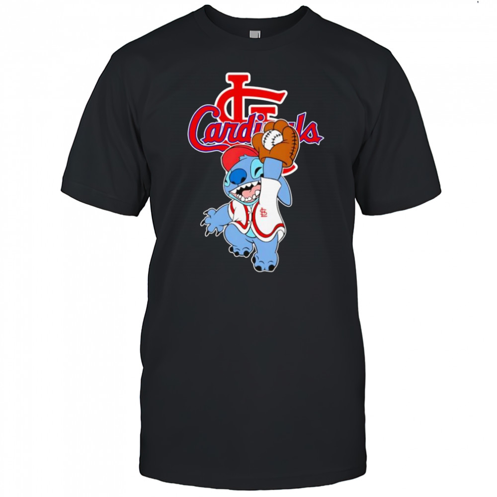 Stitch play baseball St Louis Cardinals shirt