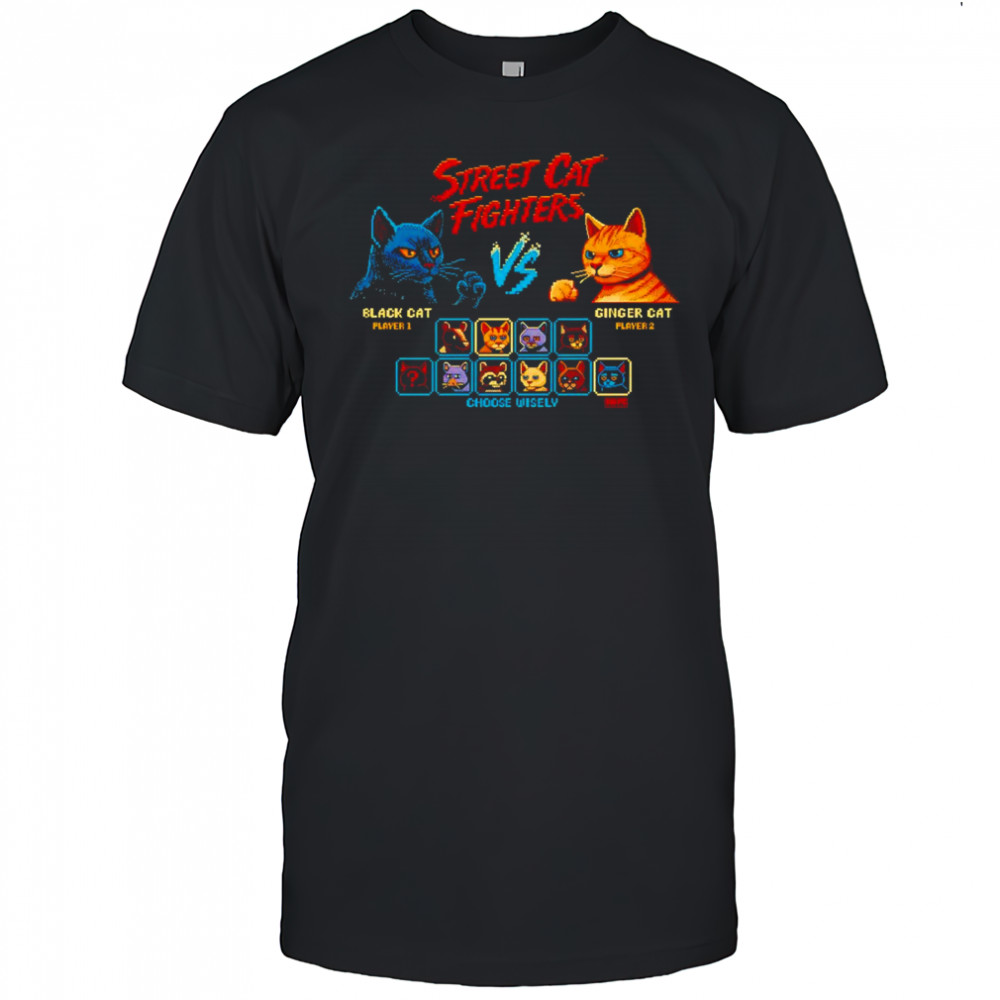 Street cat fighters black cat vs ginger cat shirt