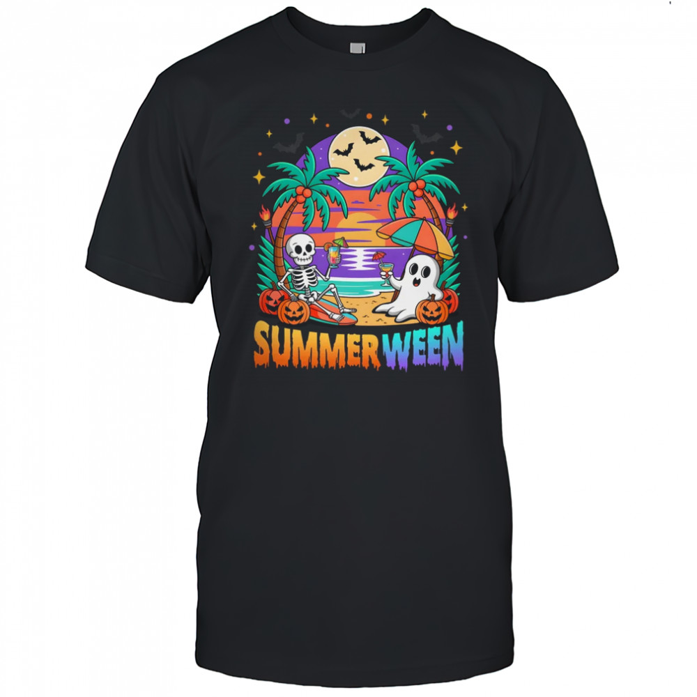 Summerween Summer Skeleton Party Halloween Vibes Vacation shirt