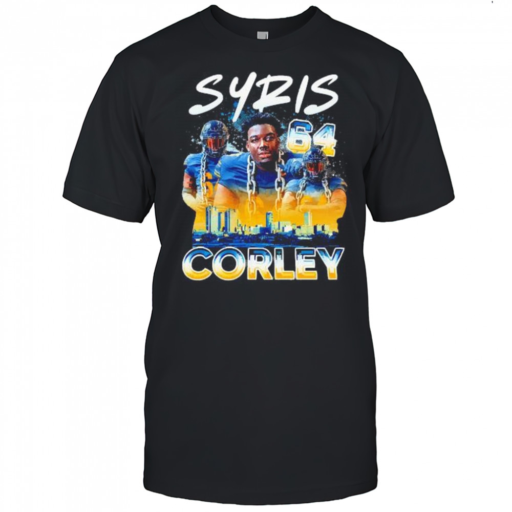 Syris Corley no 64 player collage city line graphic shirt