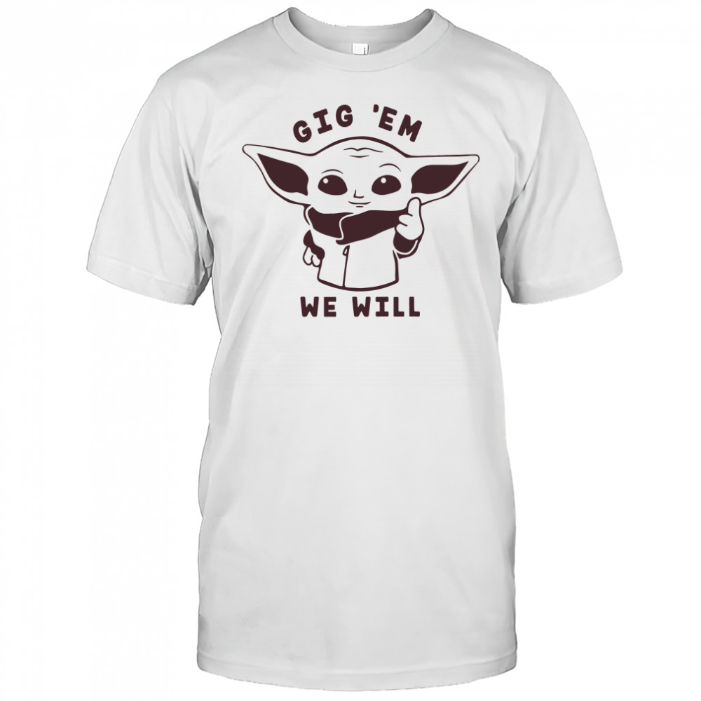 Texas A&M Aggies Baby Yoda Gig ‘EM shirt