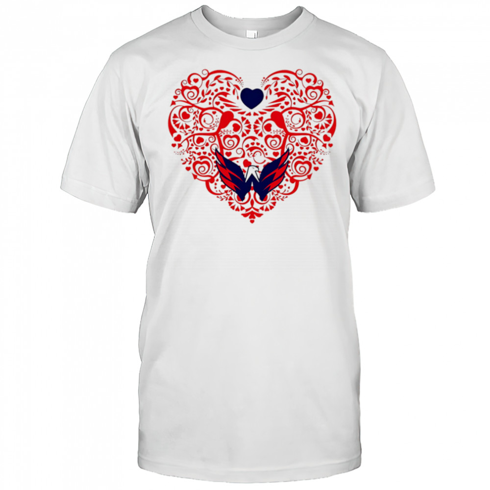 Washington Capitals Floral Pattern Heart logo shirt