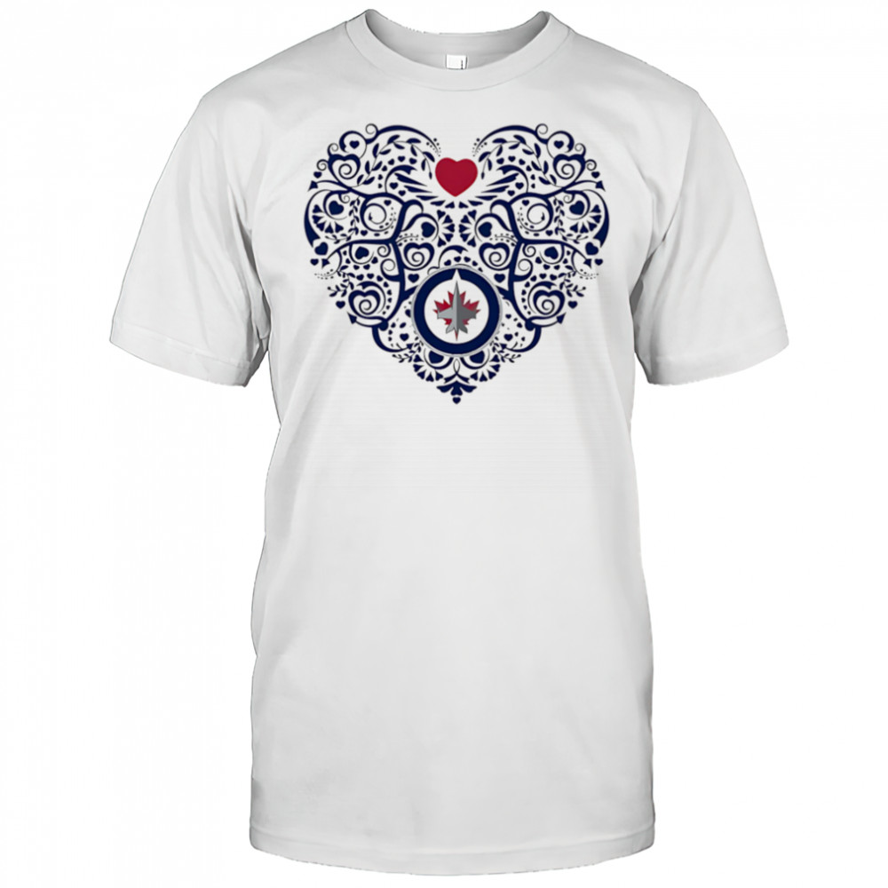 Winnipeg Jets Floral Pattern Heart logo shirt