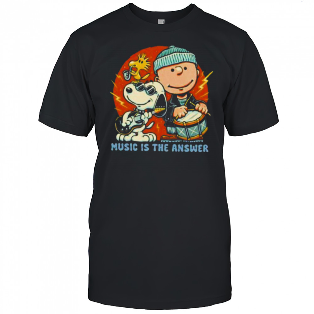Woodstock Snoopy and Charlie Brown music is the answer shirt
