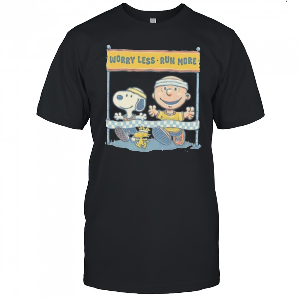 Worry Less Run More Snoopy Woodstock and Charlie Brown shirt