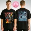 Iron Maiden Run For Your Lives World Tour 2025 United Kingdom Event Tee Tour Dates Biker Eddie Breaks Through The Wall Two Sides Unisex T-Shirt