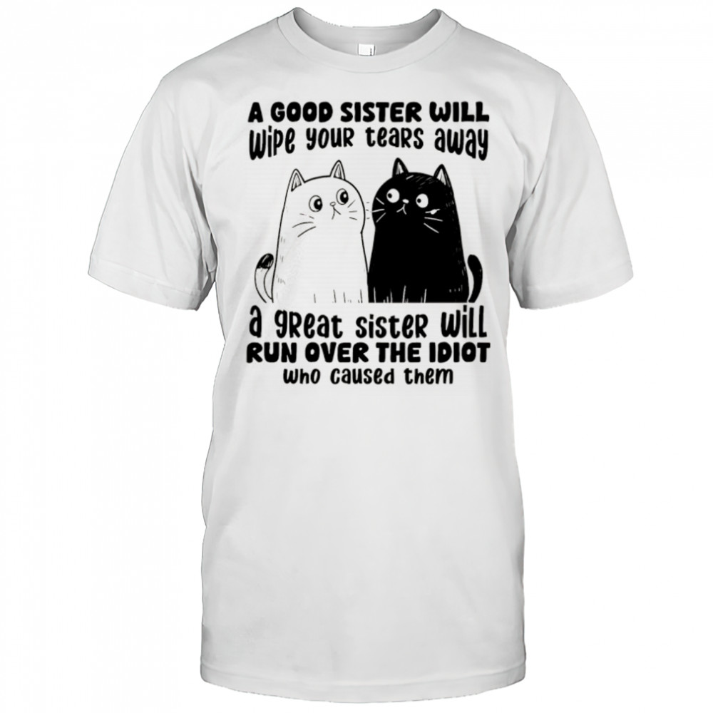 A good sister will wipe your tears away a great sister will run over the idiot who caused them shirt