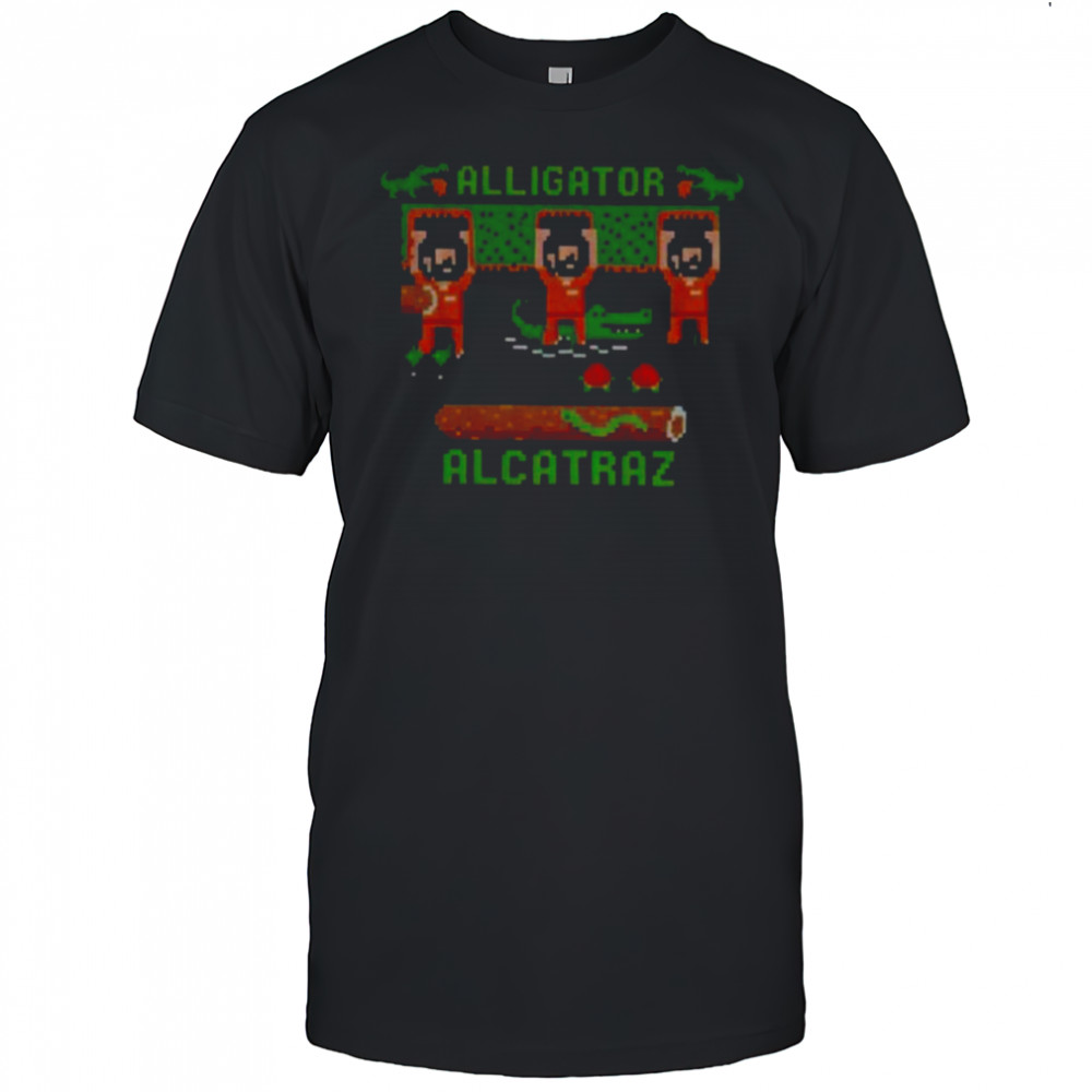 Alligator Alcatraz Trump’s Escape plan pixel art retro video game parody shirt