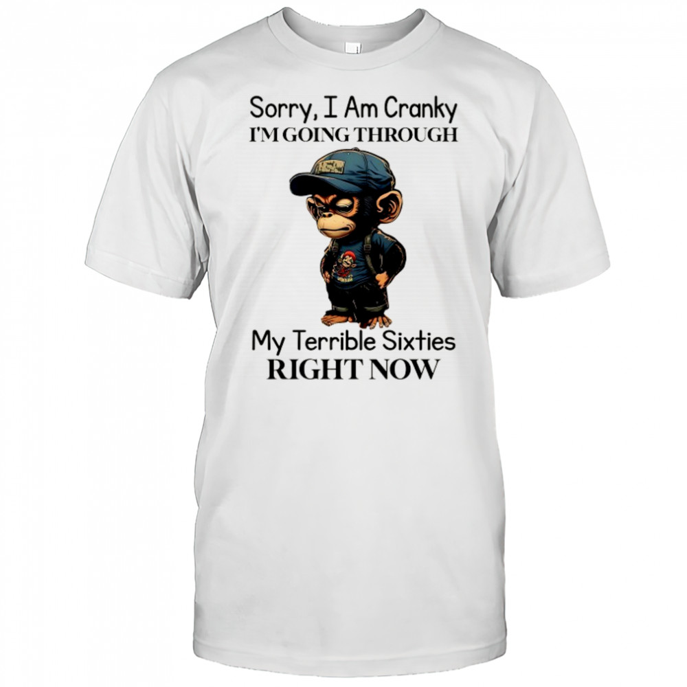 Baby Monkey sorry I am cranky I’m going through my terrible sixties right now shirt