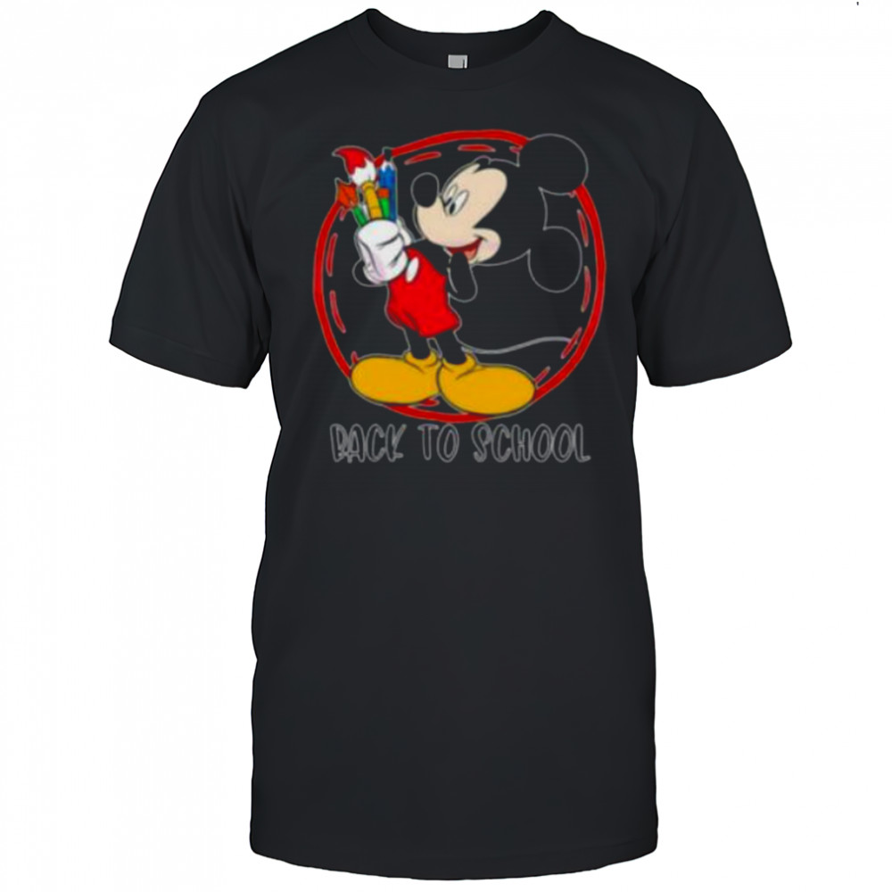 Back to school Mickey Mouse paintbrush art shirt