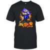 Baltimore Ravens mascot standing with flag shirt