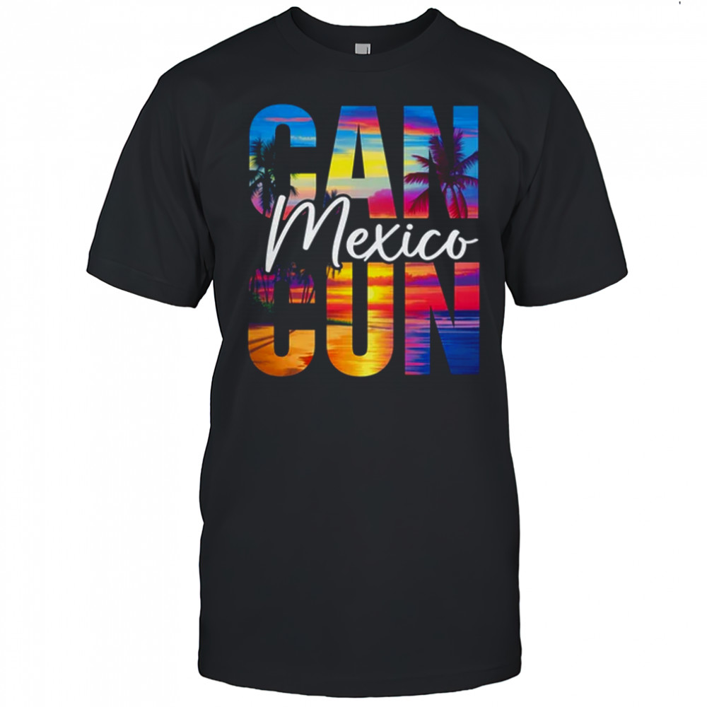 Cancun Mexico Palm Tree Sunset Beach Summer Vacation Trip shirt